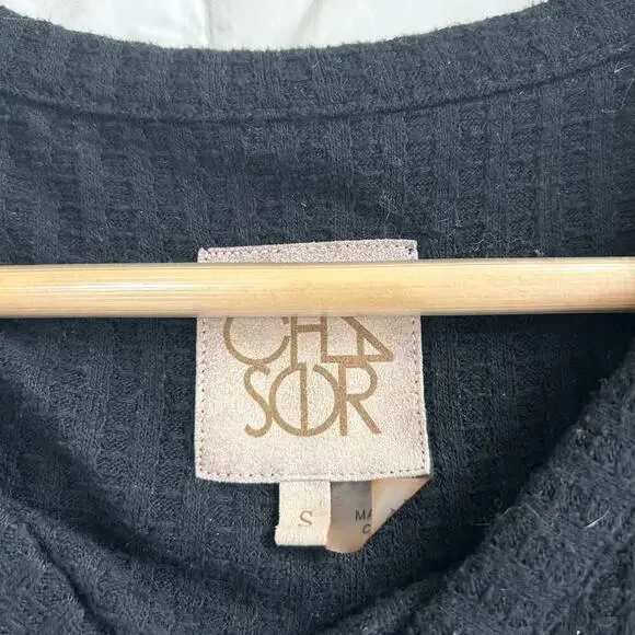 Chaser Black Ribbed Henley Long Sleeve Top V-Neck Women’s Size Small - Picture 5 of 5